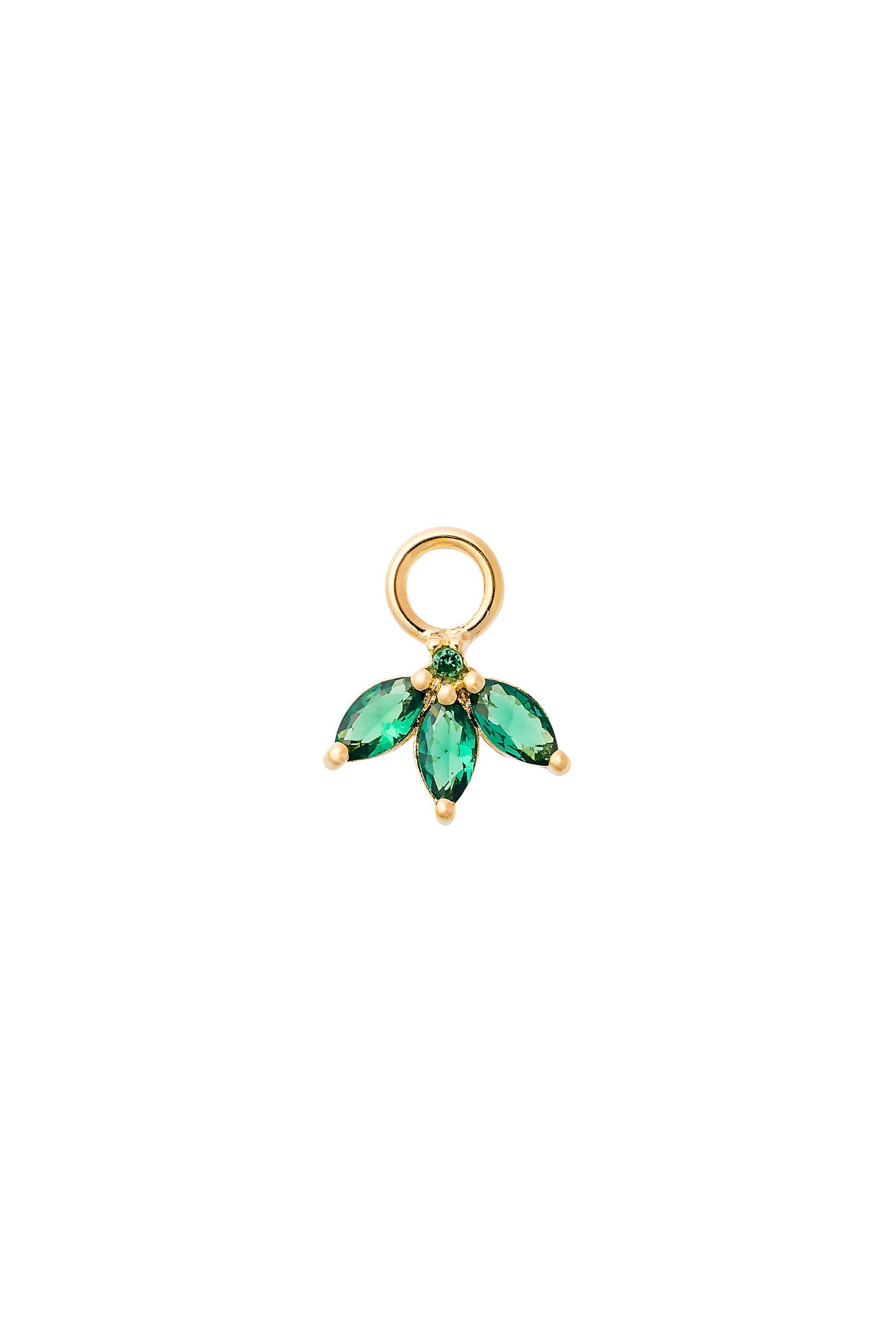 Charm doré zircons Pétales vert - Bijou sur fond blanc
