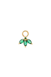 Charm doré zircons Pétales vert - Bijou sur fond blanc