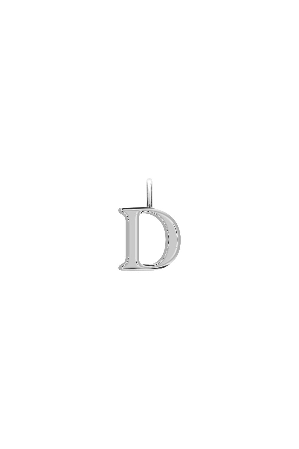 Charm lettre argent D - Bijou photographié sur fond blanc
