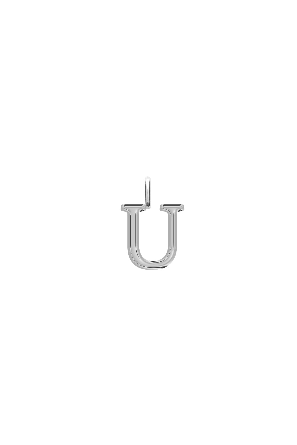 Charm argent lettre U - Bijou photographié sur fond blanc