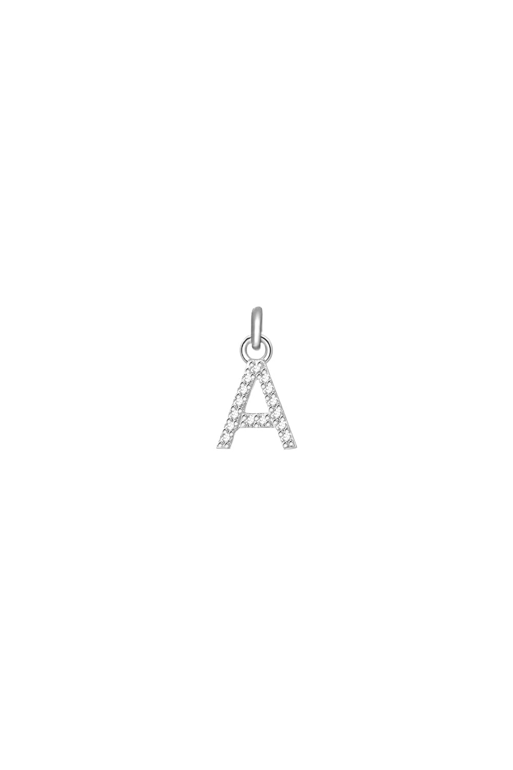 Charm argent zircons lettre A - Bijou photographié sur fond blanc