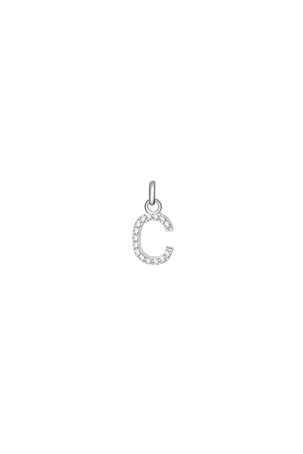 Charm argent zircons lettre C - Bijou photographié sur fond blanc