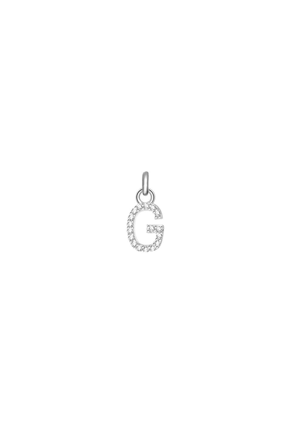 Charm argent zircons lettre G - Bijou photographié sur fond blanc