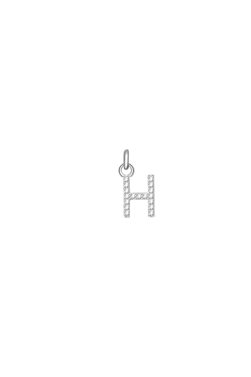 Charm argent zircons lettre H - Bijou photographié sur fond blanc