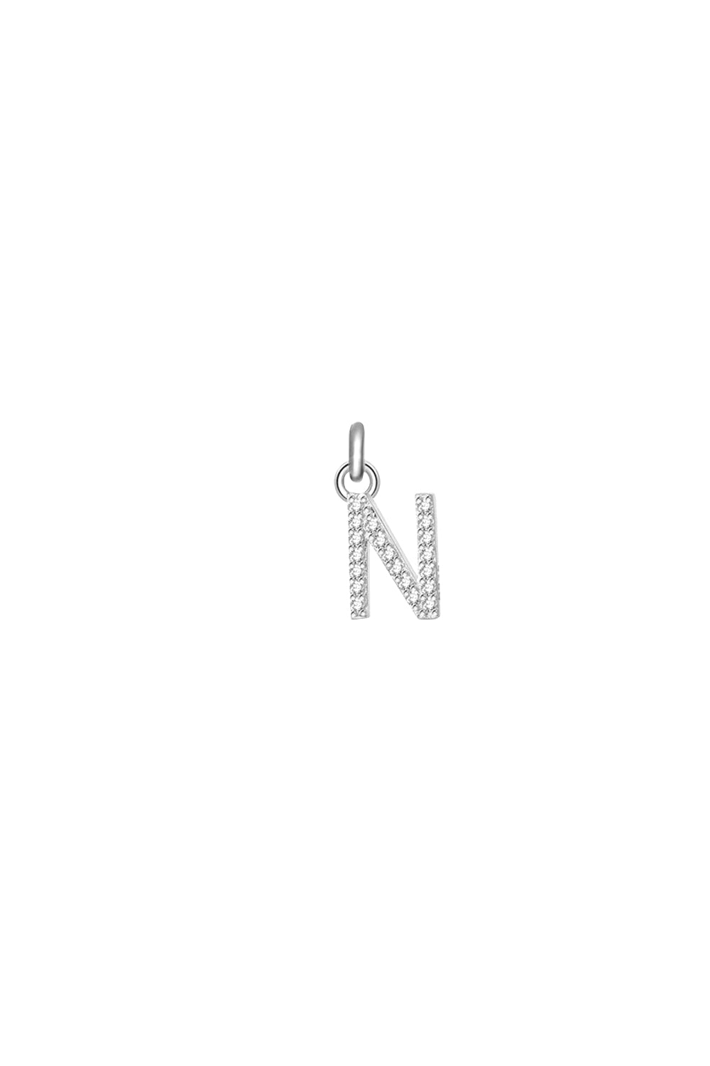 Charm argent zircons lettre N - Bijou photographié sur fond blanc