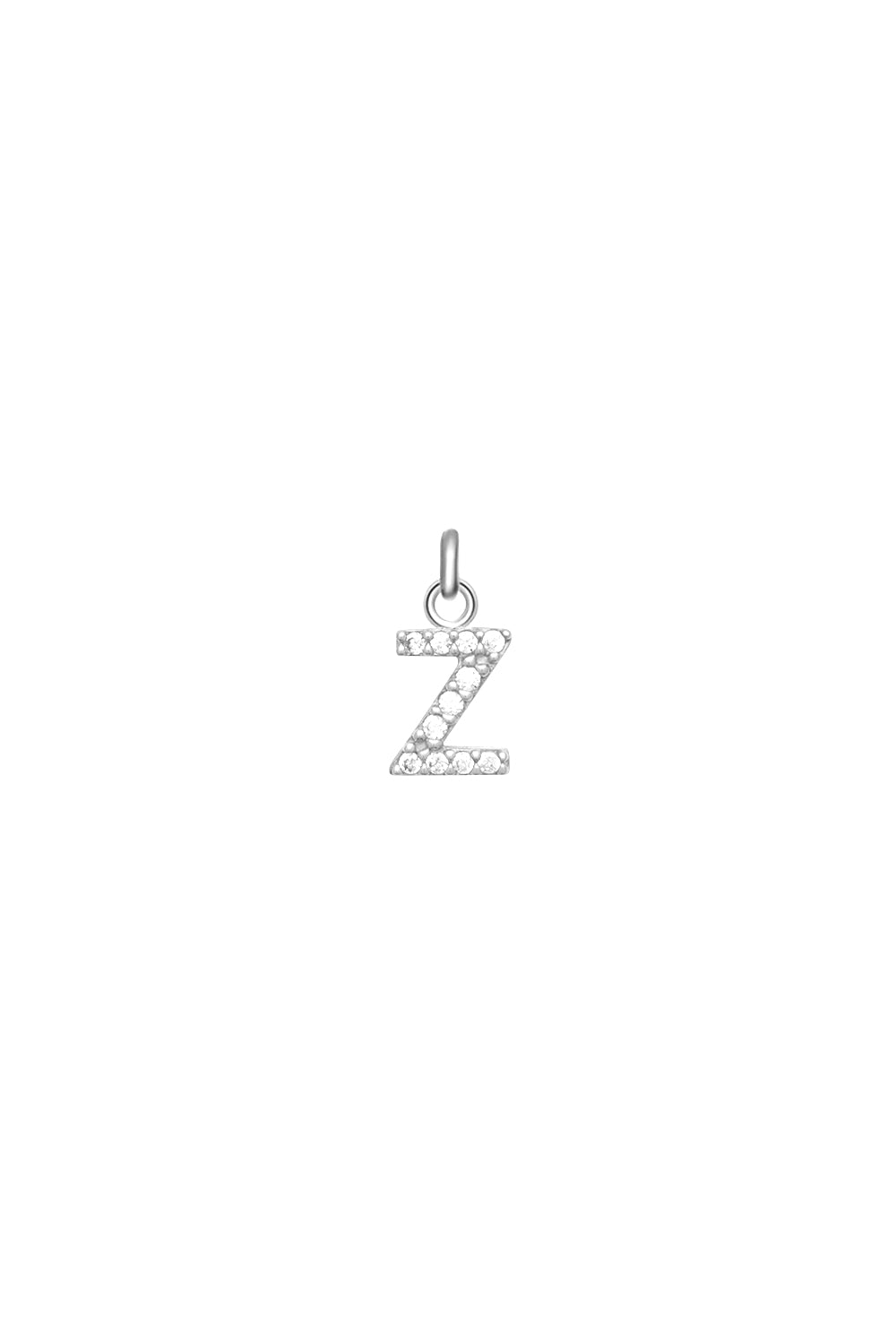 Charm argent zircons lettre Z - Bijou photographié sur fond blanc