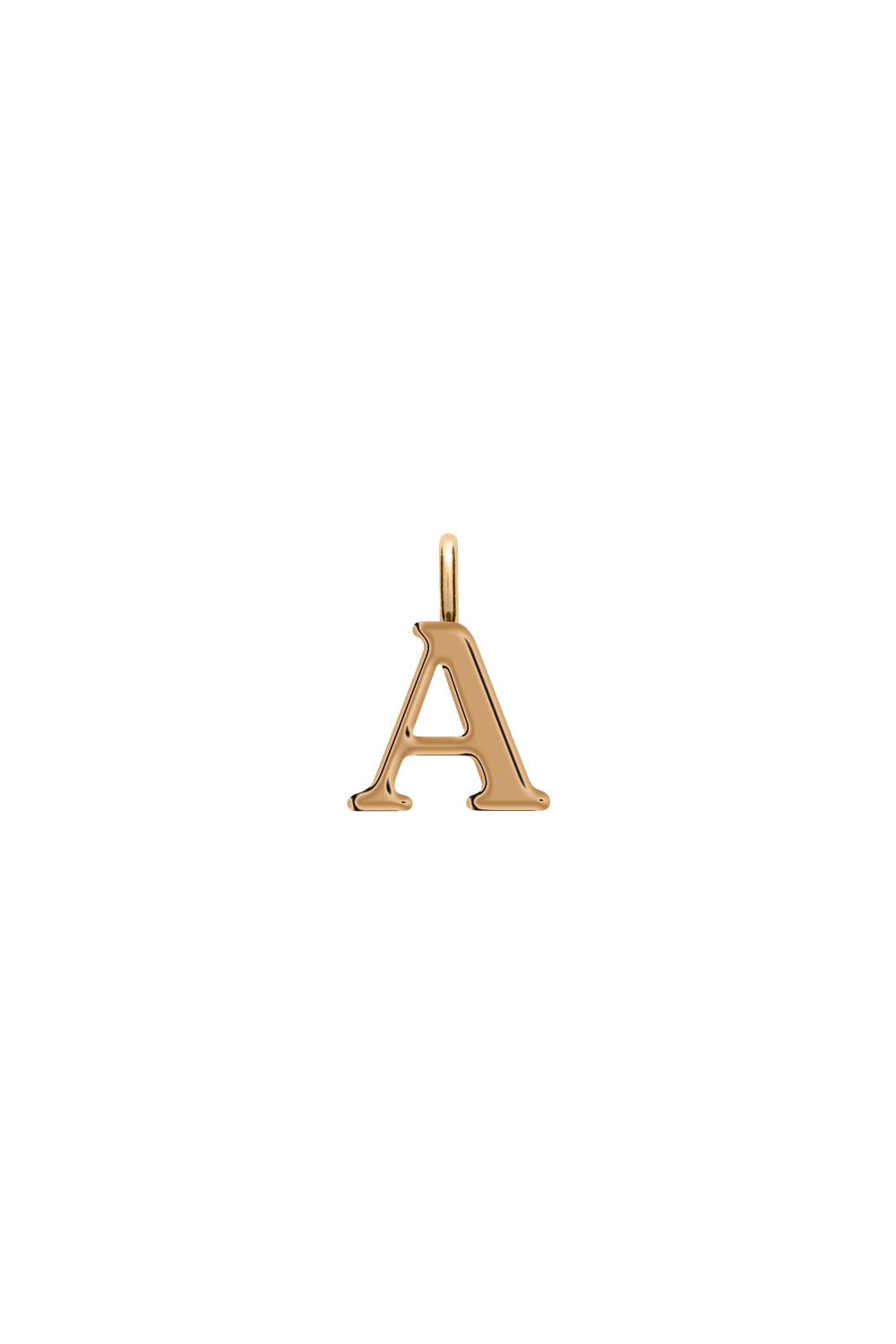 Charm lettre dore A - Bijou photographié sur fond blanc
