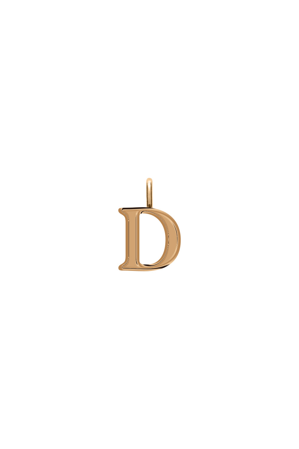 Charm lettre doré D - Bijou photographié sur fond blanc
