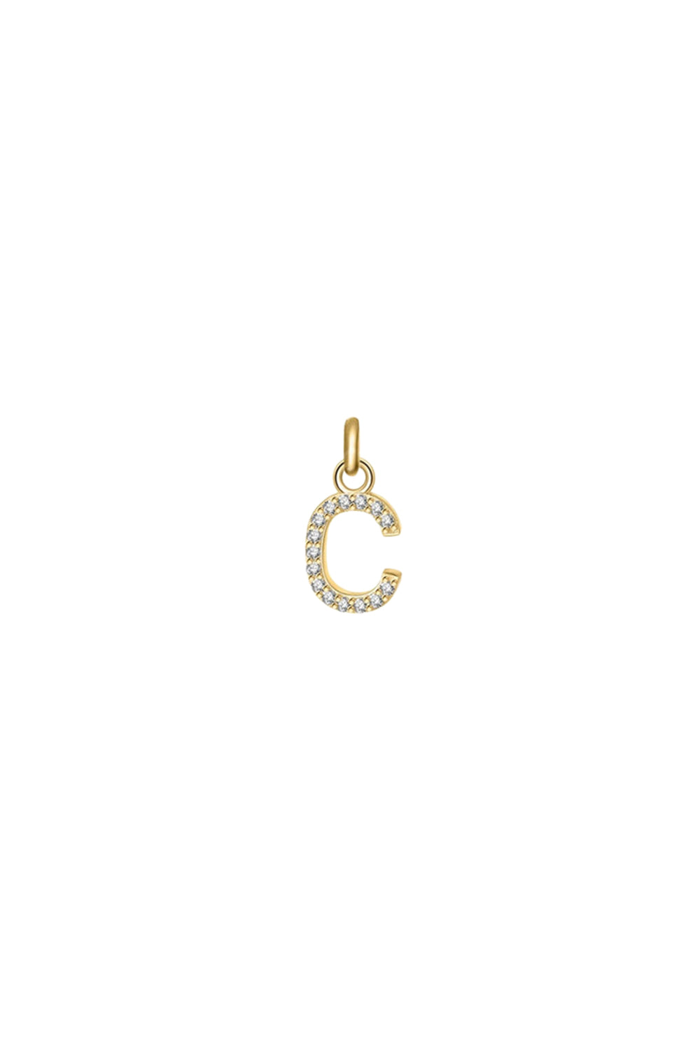 Charm doré zircons lettre C - Bijou photographié sur fond blanc