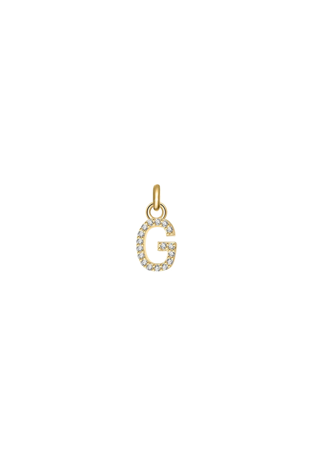 Charm doré zircons lettre G - Bijou photographié sur fond blanc