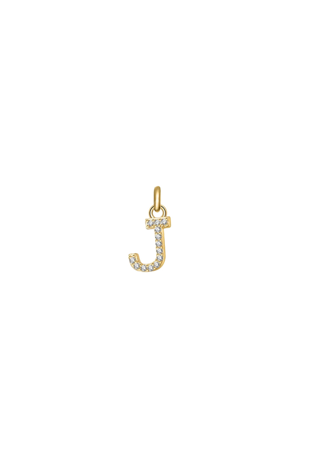 Charm doré zircons lettre J - Bijou photographié sur fond blanc