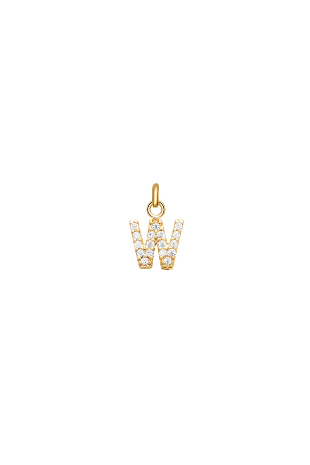 Charm doré zircons lettre W - Bijou photographié sur fond blanc