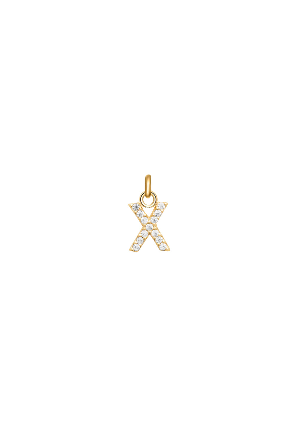 Charm doré zircons lettre X - Bijou photographié sur fond blanc