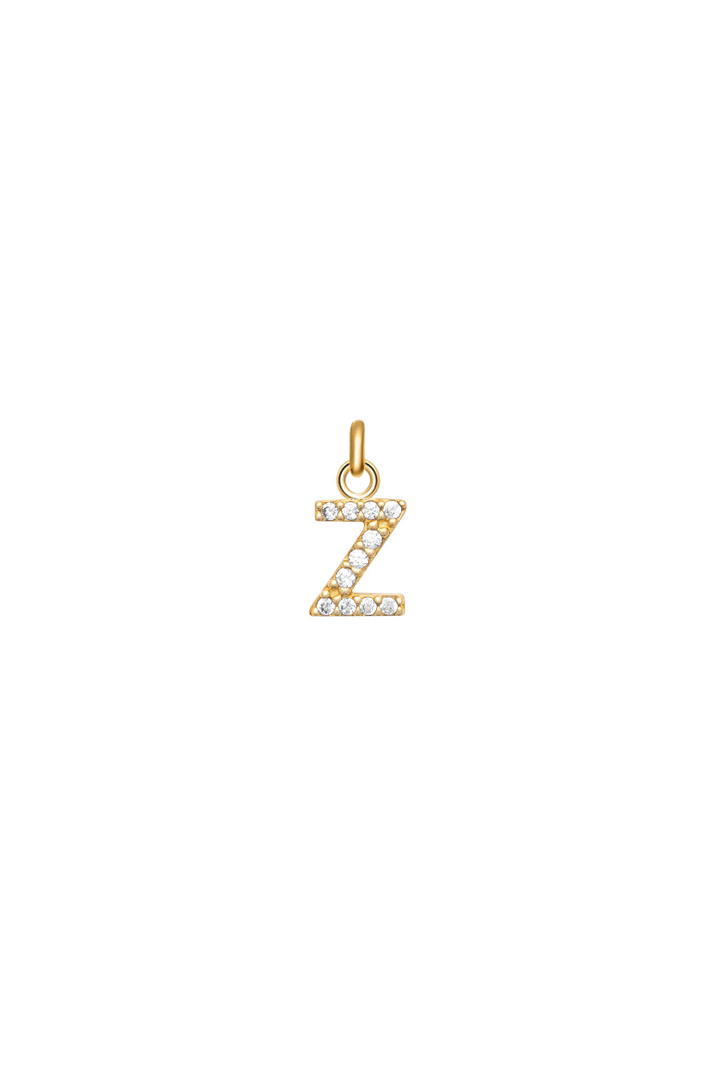 Charm doré zircons lettre Z - Bijou photographié sur fond blanc
