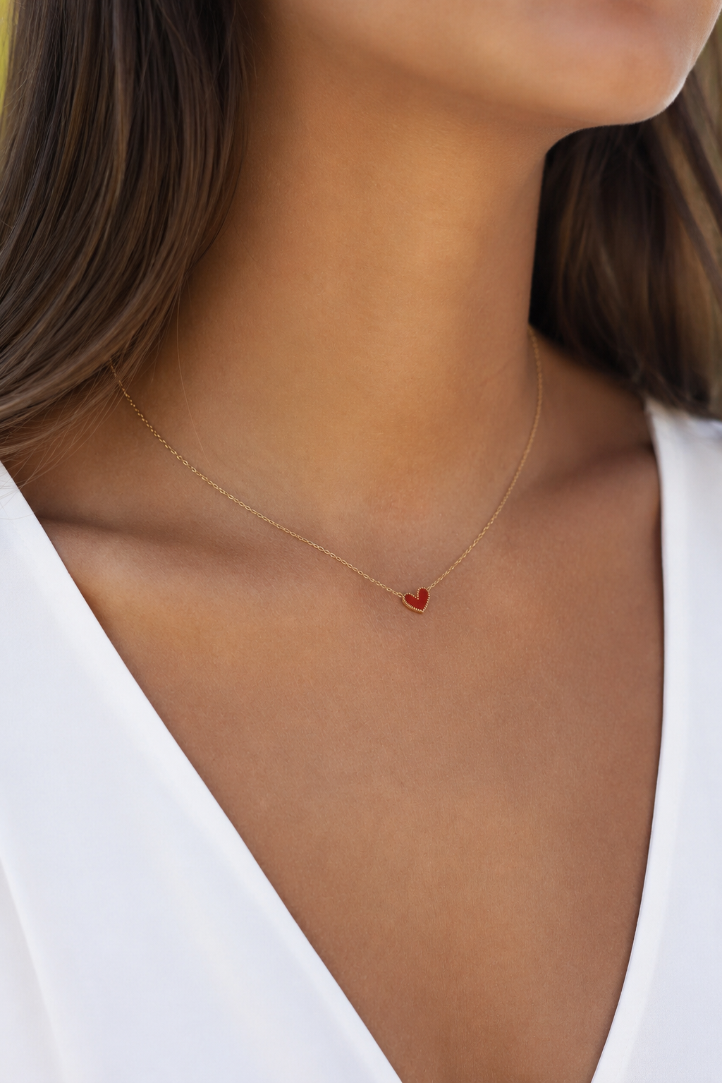 Collier doré Petit Coeur rouge