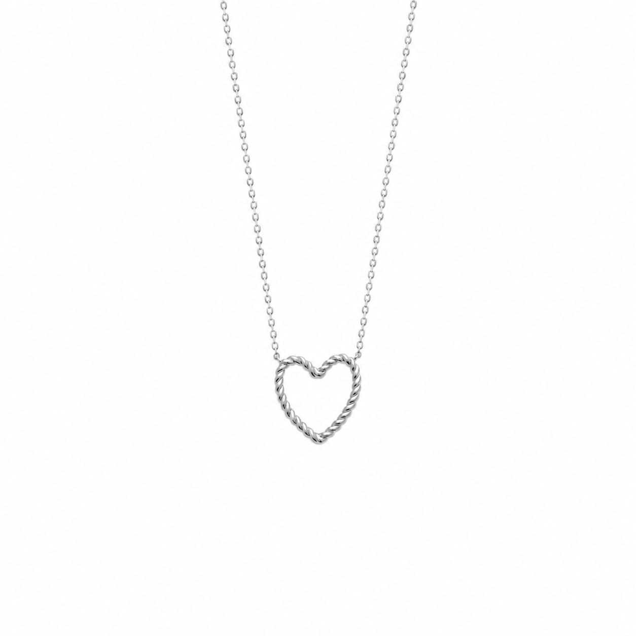 Collier en argent Evana cœur torsadé - Bijou sur fond blanc