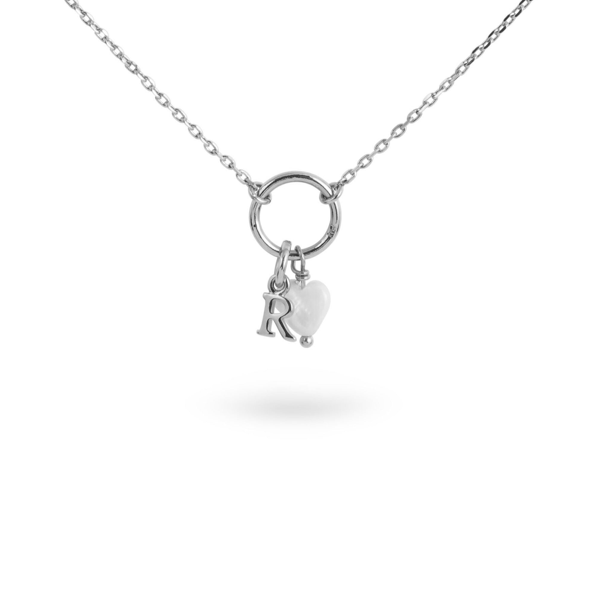 Collier personnalisable argent coeur nacre Lilou