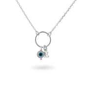 Collier personnalisable Lilou protect argent avec pendentif œil protecteur en nacre - Bijou photographié sur fond blanc