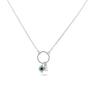 Collier personnalisable Lilou protect argent avec pendentif œil protecteur en nacre - Bijou photographié sur fond blanc