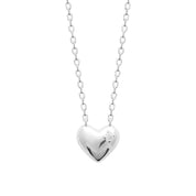 Collier Lys argent 925 cœur avec zircon - Bijou photographié sur fond blanc 