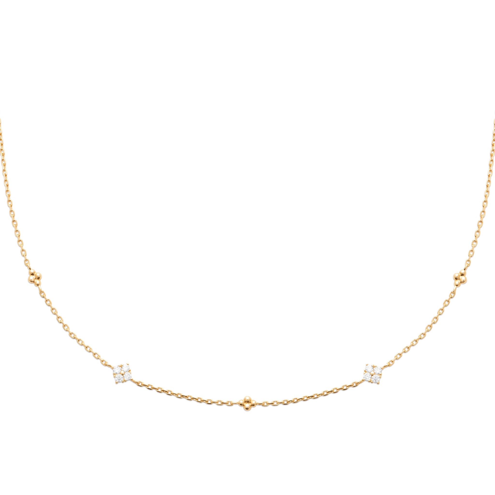 Collier Thaly en plaqué or avec zircons carrés - Bijou photographié sur fond blanc 