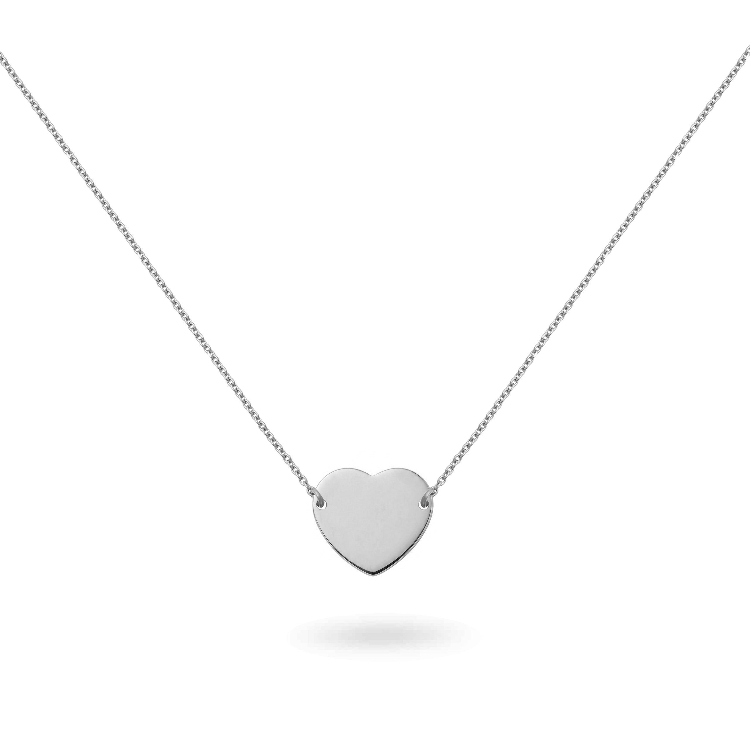 Collier personnalisable en argent avec médaille à graver coeur Adelie - Bijou sur fond blanc
