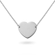 Collier personnalisable en argent avec médaille à graver coeur Adelie - Bijou sur fond blanc