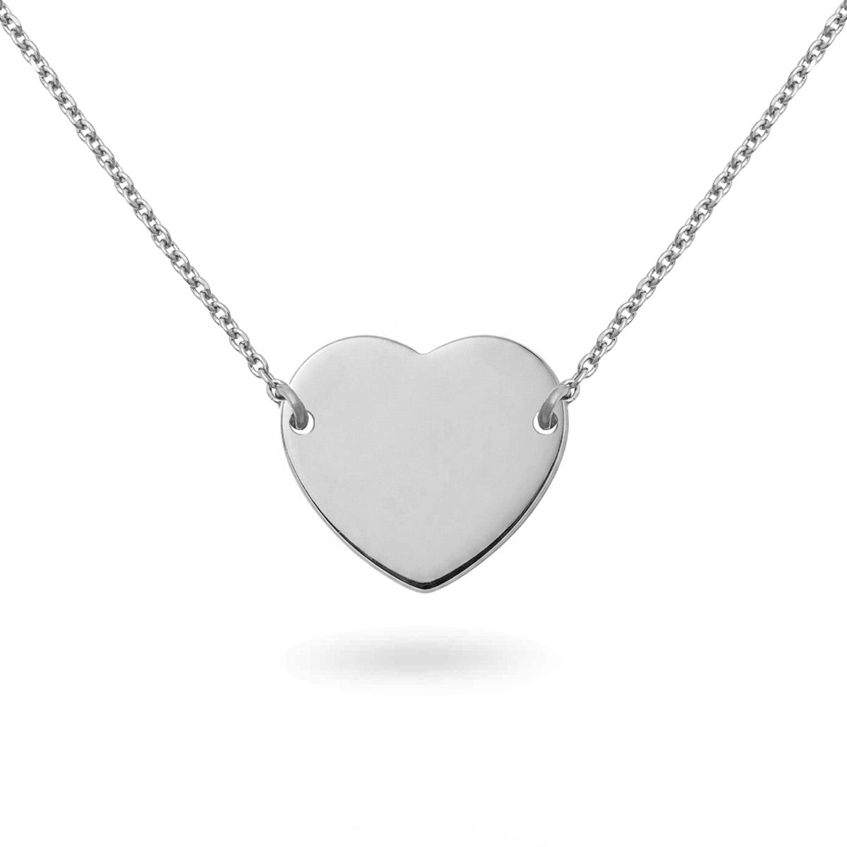 Collier personnalisable en argent avec médaille à graver coeur Adelie - Bijou sur fond blanc