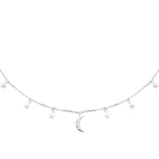 Collier argent 925 zircons pampilles lune étoiles Stella - Bijou photographié sur fond blanc 