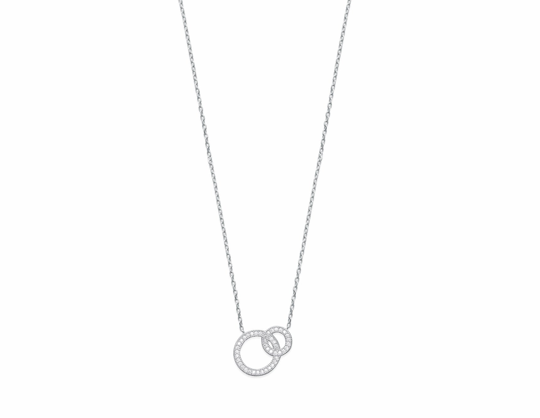  Collier argent Calypso anneaux entrelacés - Bijou photographié sur fond blanc