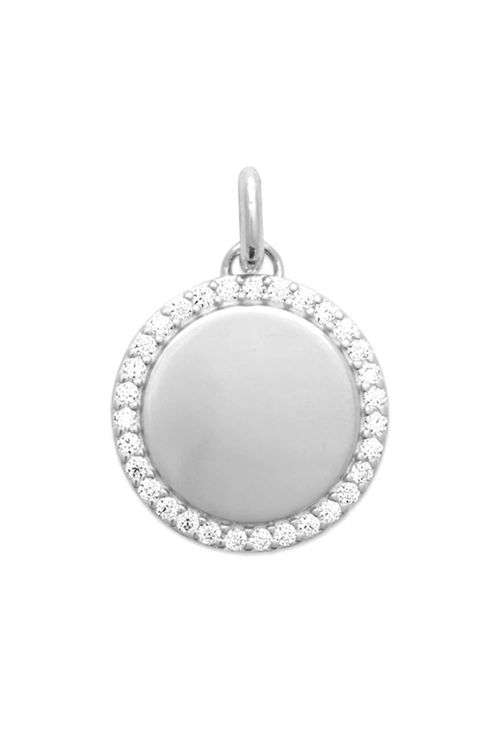 Médaille à graver argent pour collier personnalisable Laïa - Bijou sur fond blanc