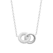 Collier argent Kaya anneaux entrelacés avec zircons - Bijou photographié sur fond blanc