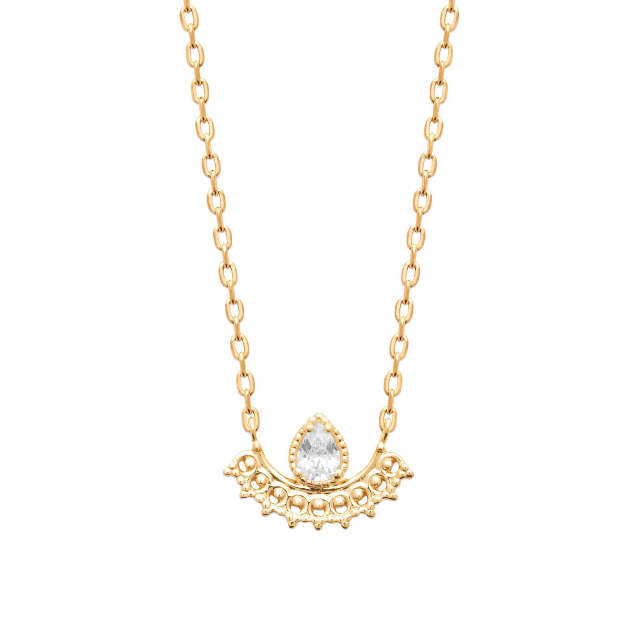 Collier BENA en plaqué or de la collection Sous les étoiles - Bijou photographié sur fond blanc