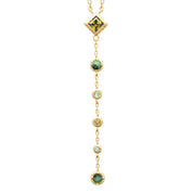 Collier doré Clotilde cravate plongeant zircons et pierres naturelles - Bijou photographié sur fond blanc 