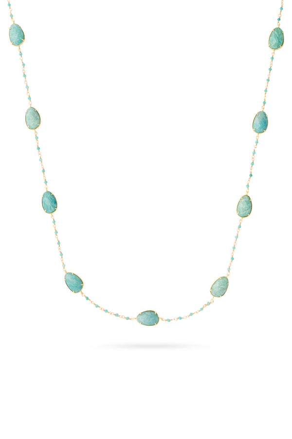 Collier sautoir doré Estelle amazonite