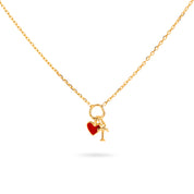 Collier doré Lilou passion personnalisable avec pendentif cœur rouge - Bijou sur fond blanc