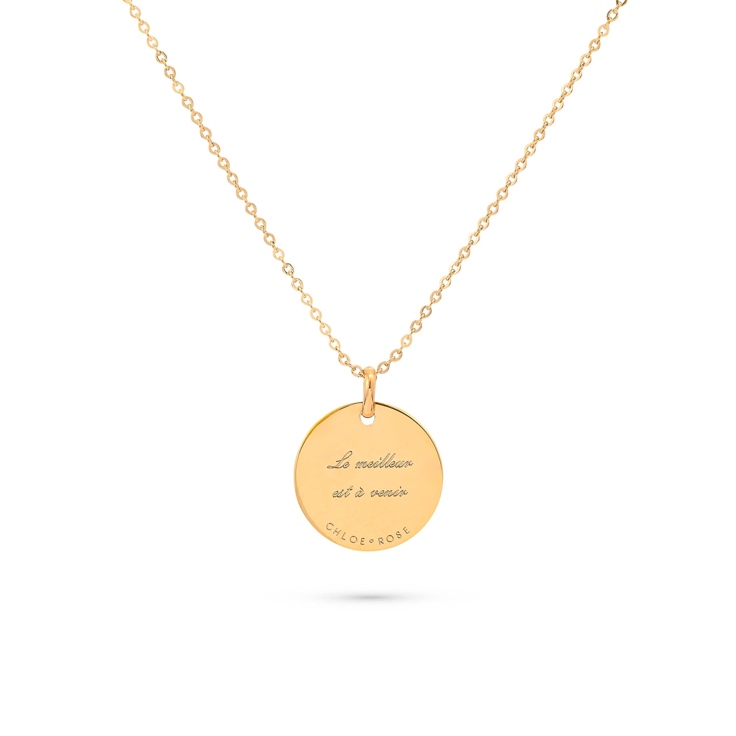 Collier mantra étoile polaire laiton doré 3 microns imaginé et créé par Chloé Rose