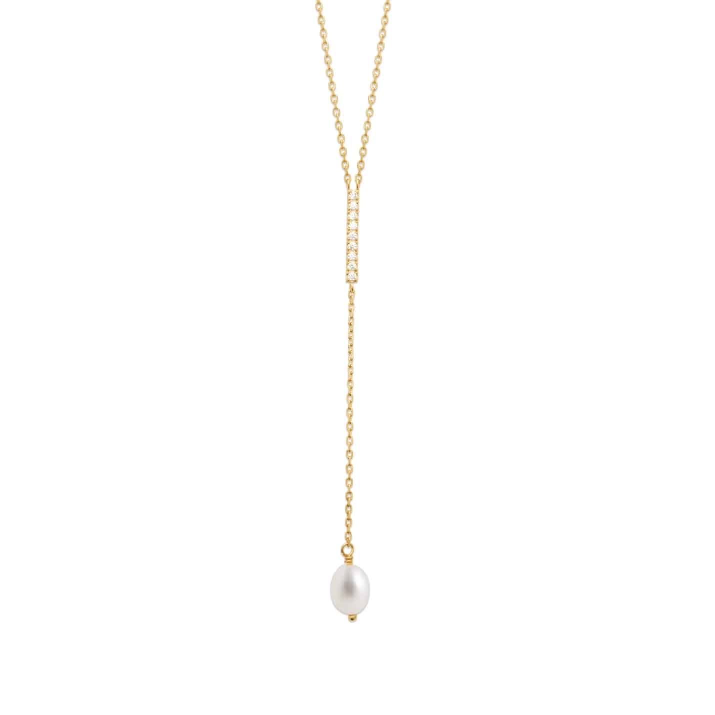 Collier doré et nacre et zircon - Bijou photographié sur fond blanc