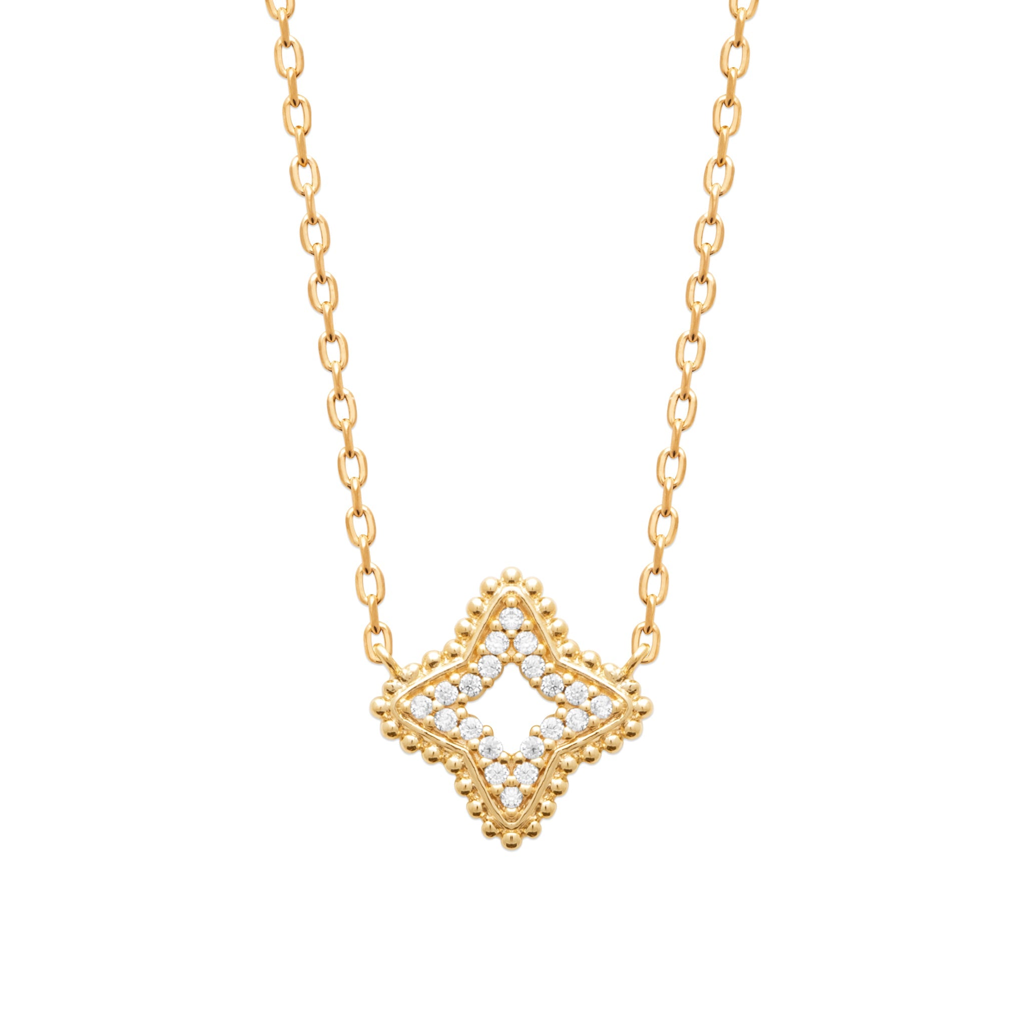 Collier doré et zircons Camilia - Bijou photographié sur fond blanc