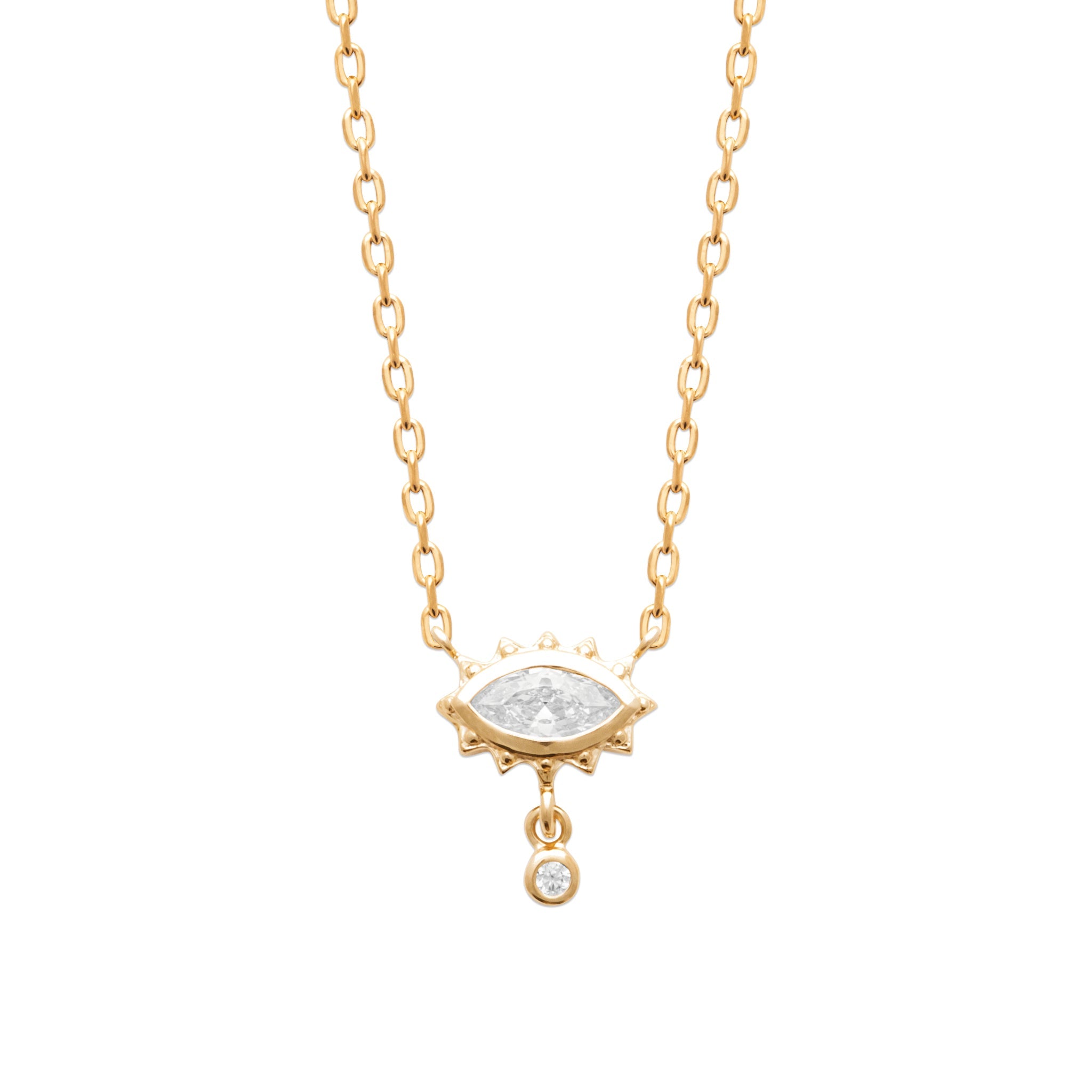 Collier doré et zircons Camille - Bijou photographié sur fond blanc 