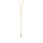 Collier doré et nacre et zircon - Bijou photographié sur fond blanc