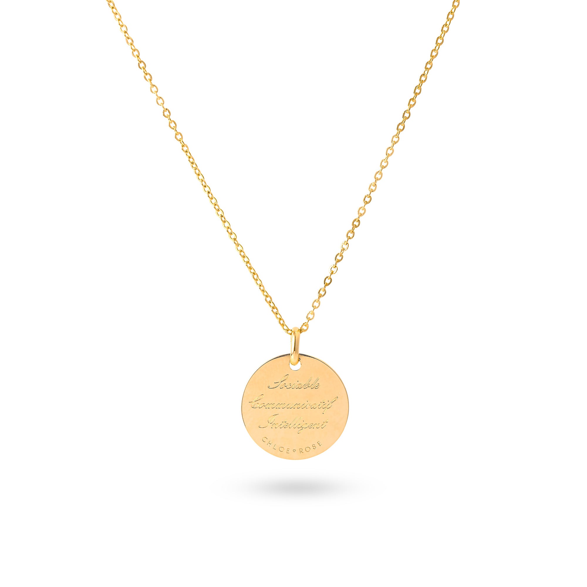 Collier doré signe astrologique Gémeaux - Bijou photographié sur fond blanc