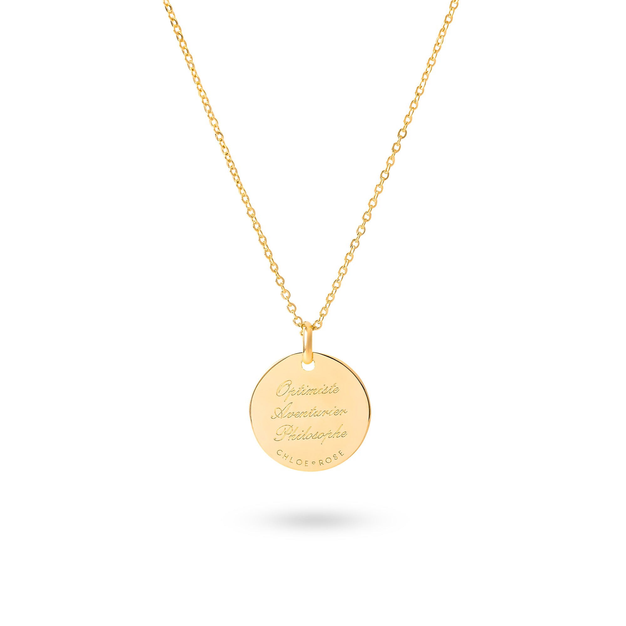 Collier doré signe astrologique Sagittaire - Bijou photographié sur fond blanc