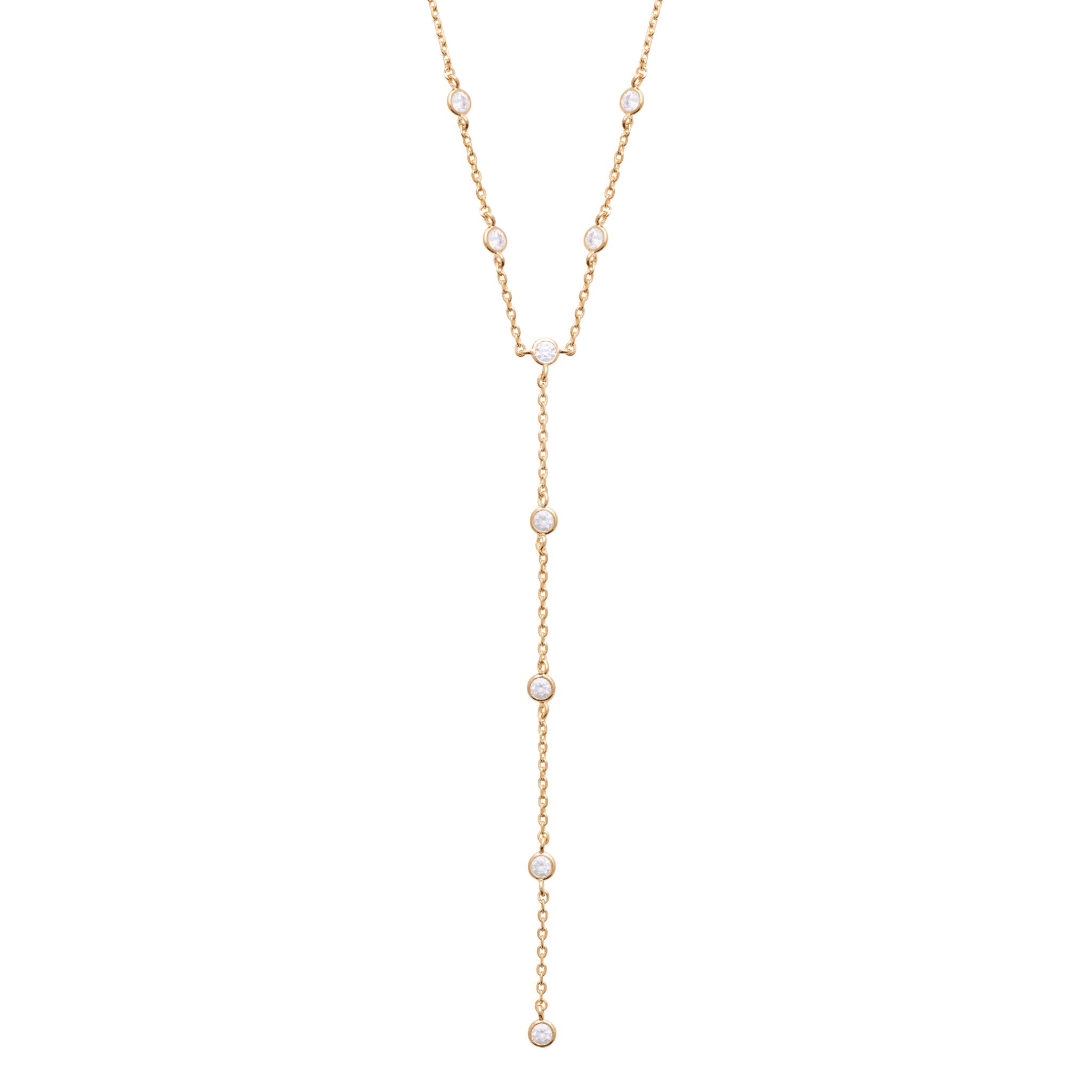 Collier doré Fred plongeant avec zircons - Bijou - Photographié sur fond blanc 