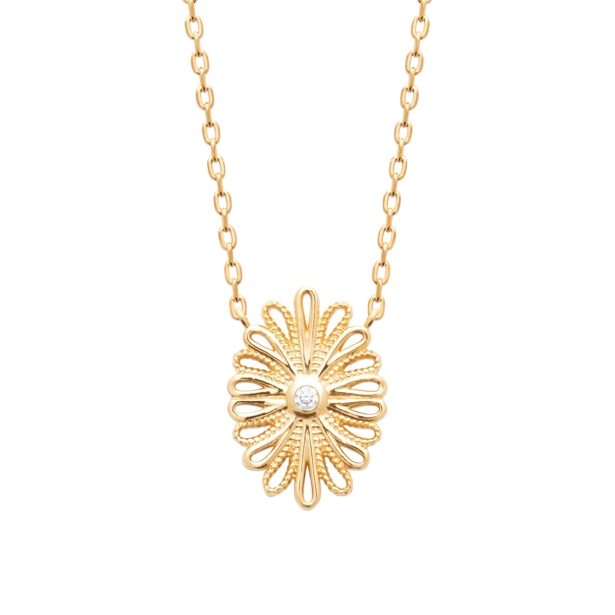 Collier doré zircon SHAAN - Bijou photographié sur fond blanc