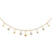 Collier doré Estelle charms gouttes et zircons - Bijou photographié sur fond blanc 