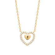 Collier doré cœur avec zircons Suki - Bijou photographié sur fond blanc 