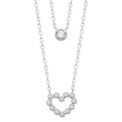 Collier double Lea Argent 925 pendentif en forme de coeur et zircons - Bijou photographié sur fond blanc 