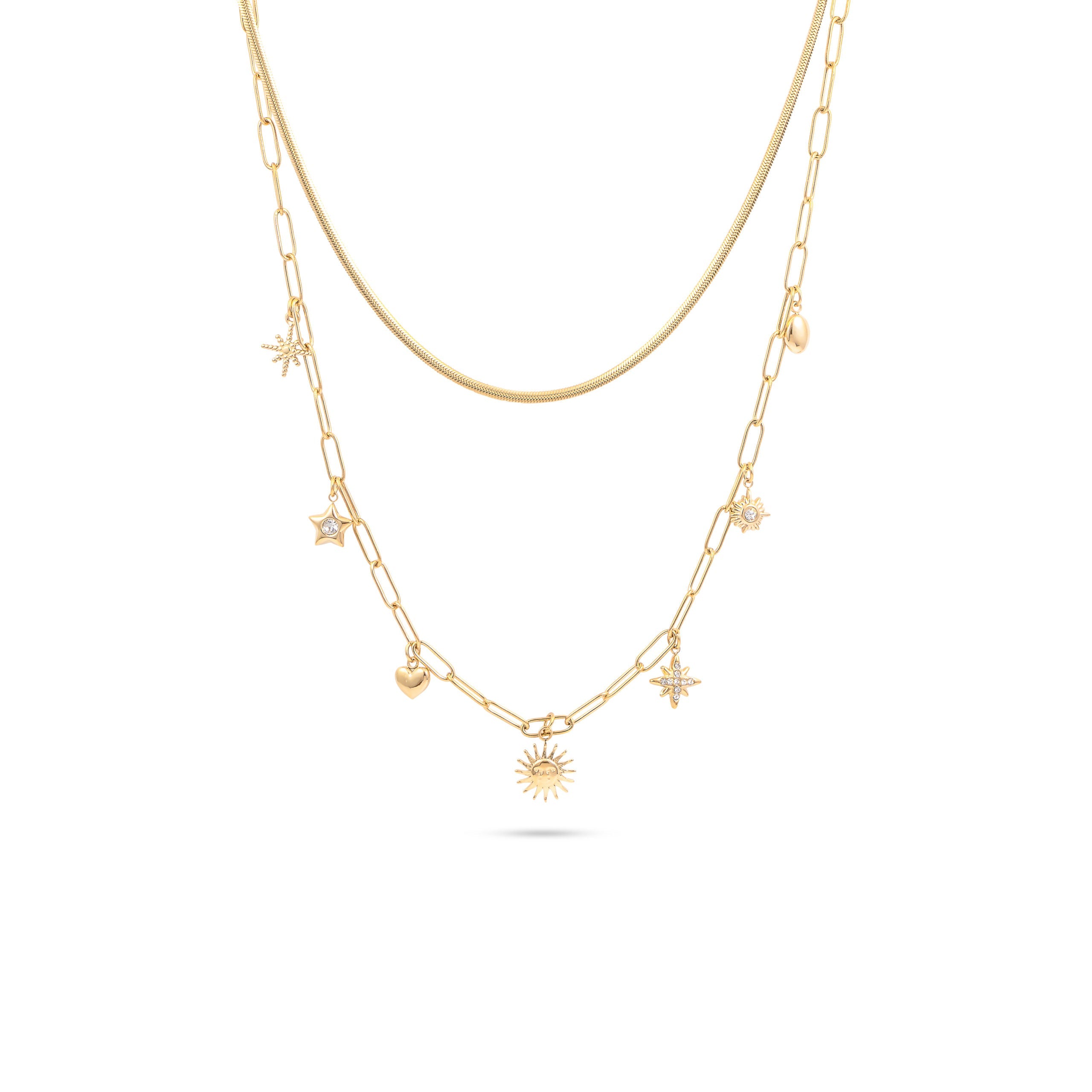 Collier double doré TEYSSA - Bijou photographié sur fond blanc