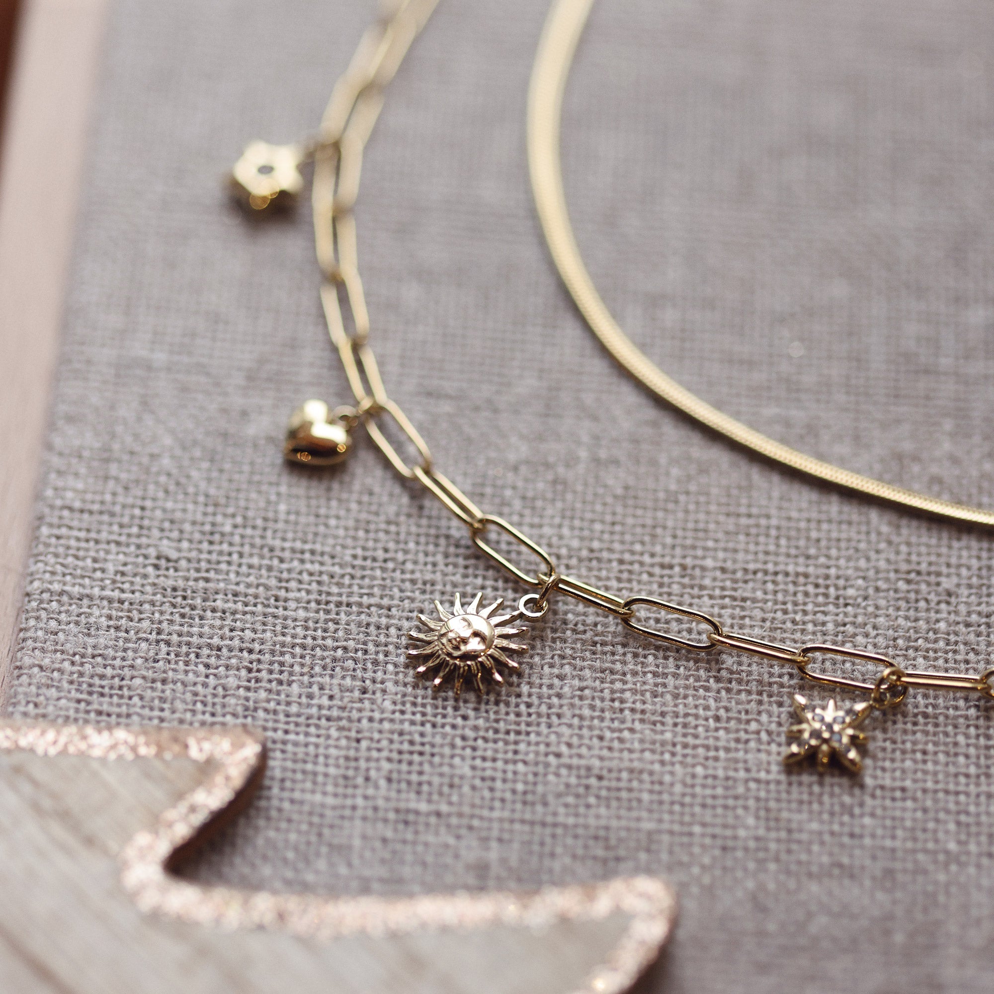 Collier double doré zircons TEYSSA - Focus